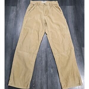 VTG American Eagle Workwear Corduroy Carpenter Pants Men 31x33 Tan Double Knee